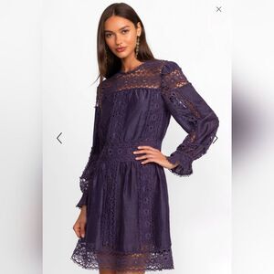 Johnny Was Jade Mitska Linen Blend Lace Bohemian Plum Dress Size Small